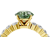Yellow gold Fancy Green Round  Diamond Pavé Band Solitaire with Four-Prong Setting_7