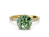 Yellow gold Fancy Green Round  Diamond Pavé Band with Six-Prong Setting_31