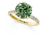 Yellow gold Fancy Green Round  Diamond Pavé Band with Six-Prong Setting_32
