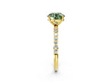 Yellow gold Fancy Green Round  Diamond Pavé Band with Six-Prong Setting_33