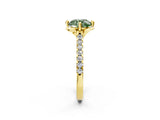 Yellow gold Fancy Green Round  Diamond Pave Band with Floral Prong Setting_29