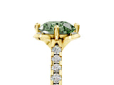 Yellow gold Fancy Green Round  Diamond Pave Band with Floral Prong Setting_32