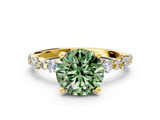 Yellow gold Fancy Green Round  Diamond Prong Set Engagement Ring with Pave Band_200