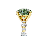 Yellow gold Fancy Green Round  Diamond Prong Set Engagement Ring with Pave Band_205