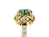 Yellow gold Fancy Green Round  Diamond Solitaire Ring with Shared Prong Pavé Band_216