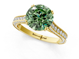 Yellow gold Fancy Green Round  Diamond Solitaire with Pave Band and Six-Prong Setting_21