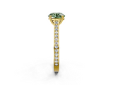 Yellow gold Fancy Green Round  Diamond Solitaire with Pave Band and Six-Prong Setting_22