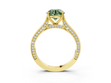 Yellow gold Fancy Green Round  Diamond Solitaire with Pave Band and Six-Prong Setting_23