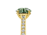 Yellow gold Fancy Green Round  Diamond Solitaire with Pave Band and Six-Prong Setting_25