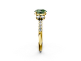 Yellow gold Fancy Green Round  Diamond Three-Stone Pave Band with Four-Prong Setting_22