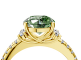 Yellow gold Fancy Green Round  Diamond Three-Stone Pave Band with Four-Prong Setting_24