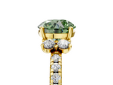 Yellow gold Fancy Green Round  Diamond Three-Stone Pave Band with Four-Prong Setting_25