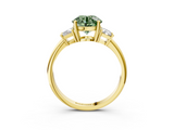 Yellow gold Fancy Green Round  Diamond Three-Stone Ring with Trapezoid Side Stones and Prong Setting_20