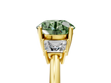 Yellow gold Fancy Green Round  Diamond Three-Stone Ring with Trapezoid Side Stones and Prong Setting_22