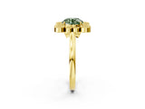 Yellow gold Fancy Green Round  Halo Diamond Cluster Engagement Ring with Milgrain Bezel Setting and Solitaire Band_28