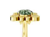 Yellow gold Fancy Green Round  Halo Diamond Cluster Engagement Ring with Milgrain Bezel Setting and Solitaire Band_31