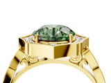 Yellow gold Fancy Green Round  Halo Diamond Engagement Ring with Milgrain Band and Four-Prong Setting_58