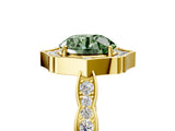 Yellow gold Fancy Green Round  Halo Diamond Engagement Ring with Milgrain Band and Four-Prong Setting_59