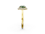Yellow gold Fancy Green Round  Halo Diamond Engagement Ring with Solitaire Band and Four-Prong Setting_22
