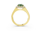 Yellow gold Fancy Green Round  Halo Diamond Engagement Ring with Solitaire Band and Four-Prong Setting_23