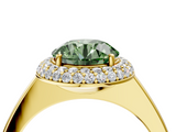 Yellow gold Fancy Green Round  Halo Diamond Engagement Ring with Solitaire Band and Four-Prong Setting_24