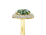Yellow gold Fancy Green Round  Halo Diamond Engagement Ring with Solitaire Band and Four-Prong Setting_25
