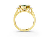 Yellow gold Fancy Green Round  Halo Diamond Engagement Ring with Split Shank and Four-Prong Setting_62