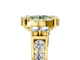 Yellow gold Fancy Green Round  Halo Diamond Engagement Ring with Split Shank and Four-Prong Setting_64