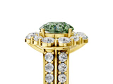 Yellow gold Fancy Green Round  Halo Diamond Engagement Ring with Split Shank and Prong Setting_70