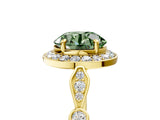 Yellow gold Fancy Green Round  Halo Diamond Engagement Ring with Twisted Band and Four-Prong Setting 5
