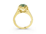 Yellow gold Fancy Green Round  Halo Diamond Floral Split Shank Engagement Ring 4