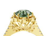 Yellow gold Fancy Green Round  Halo Diamond Floral Split Shank Engagement Ring 5