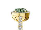Yellow gold Fancy Green Round  Halo Diamond Pavé Band Ring with Prong Setting_25