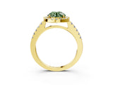 Yellow gold Fancy Green Round  Halo Diamond Pavé Solitaire Ring_62