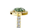 Yellow gold Fancy Green Round  Halo Diamond Pavé Solitaire Ring_64