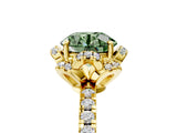 Yellow gold Fancy Green Round  Halo Diamond Pave Band Ring with Four-Prong Setting_20