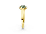 Yellow gold Fancy Green Round  Halo Diamond Ring with Cathedral Band and Four-Prong Setting_52