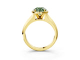 Yellow gold Fancy Green Round  Halo Diamond Ring with Cathedral Band and Four-Prong Setting_53