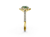 Yellow gold Fancy Green Round  Halo Diamond Ring with Pavé Band and Prong Setting_39