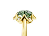 Yellow gold Fancy Green Round  Halo Diamond Ring with Round Cluster Setting, Solitaire Band, and Four-Prong Setting_54