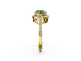 Yellow gold Fancy Green Round  Halo Diamond Ring with Split Shank and Four-Prong Setting_47