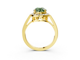 Yellow gold Fancy Green Round  Halo Diamond Ring with Split Shank and Four-Prong Setting_48