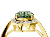 Yellow gold Fancy Green Round  Halo Diamond Ring with Split Shank and Four-Prong Setting_49