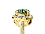 Yellow gold Fancy Green Round  Halo Diamond Ring with Split Shank and Four-Prong Setting_50