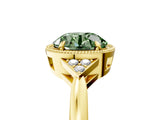 Yellow gold Fancy Green Round  Halo Diamond Ring with Tapered Band and Four-Prong Setting_12