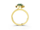 Yellow gold Fancy Green Round  Halo Diamond Solitaire with Pavé Band and Four-Prong Setting_94