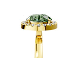 Yellow gold Fancy Green Round  Halo Diamond Solitaire with Pavé Band and Four-Prong Setting_96