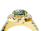 Yellow gold Fancy Green Round  Halo Diamond Split Shank Engagement Ring with Prong Setting_126