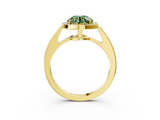Yellow gold Fancy Green Round  Halo Pavé Diamond Engagement Ring with Bezel Setting_23