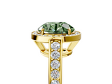 Yellow gold Fancy Green Round  Halo Pavé Diamond Engagement Ring with Bezel Setting_25